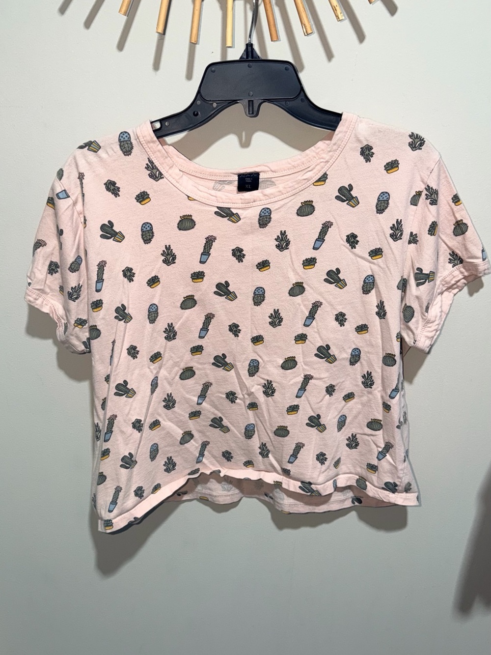 Women's Pink Short Sleeve Cactus Print Tee